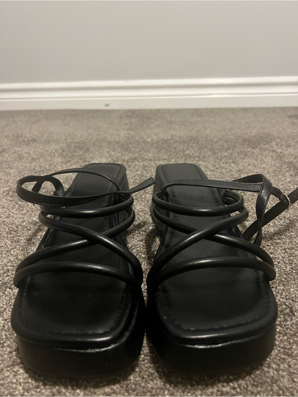 Black Y2K Strappy Platform Wedge Sandals - Picture 3 of 5
